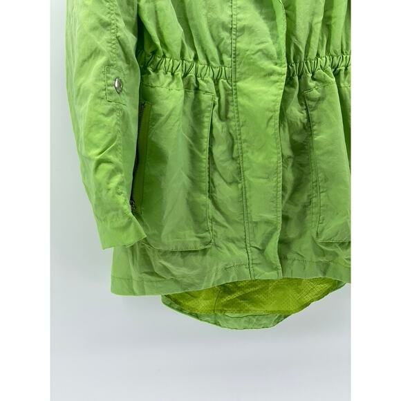 G.E.T. Women's Green Snap-Button Zip-Up Long Sleeve Mesh Cinched Jacket SZ S - Picture 6 of 12